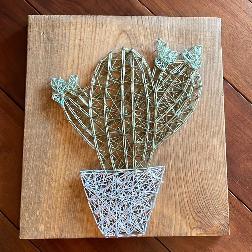 Saguro Cactus String Art on Wood Wall Hanging